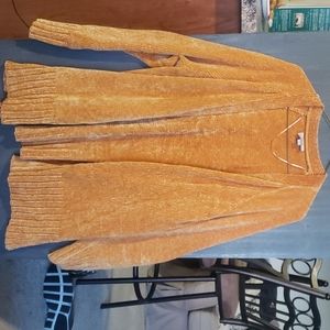 Gold chenille tunic cardigan